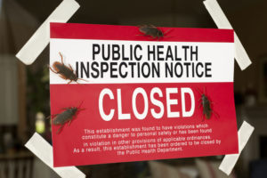 Health Department Restaurant Closed Sign with Roaches